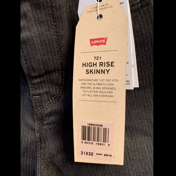 Levi’s 721 High Rise Skinny Black Jeans w/ stripes - Picture 5 of 9